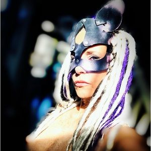 Cute pink leather kitty mask